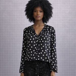 Anthropologie Dolan Black Moon Print Top Sz L White Ruffle Whimsigoth Celestial